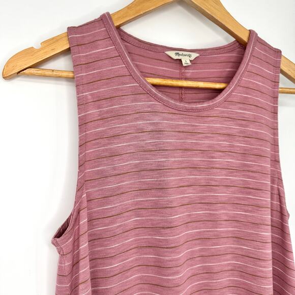 Madewell Highpoint Tank Dress in Chapin Stripe Sz Large Weathered Berry - Picture 7 of 13